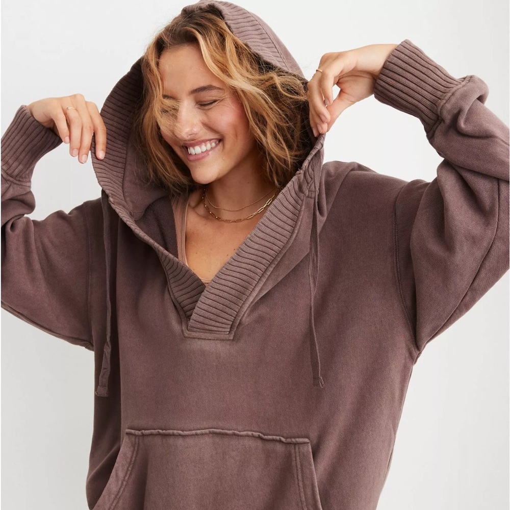 Aerie Down-To-Earth Henley Hoodie
